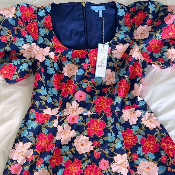 Draper James Julianne Floral Midi Dress - Blue and Red - Picture 3 of 4